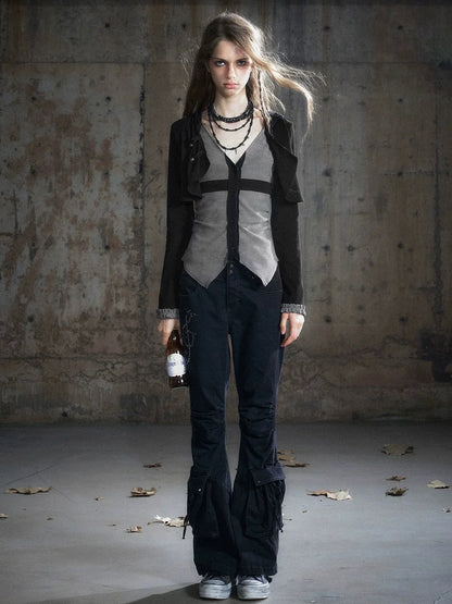 Chinese Clothing Cest Nous Update Cropped Hooded Cross Knit Top