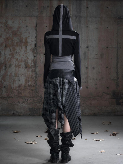 Chinese Clothing Cest Nous Update Cropped Hooded Cross Knit Top