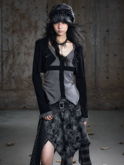 Chinese Clothing Cest Nous Update Cropped Hooded Cross Knit Top