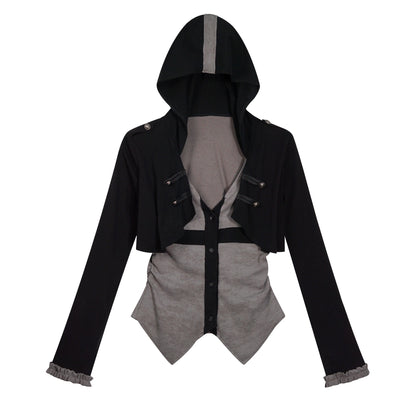 Chinese Clothing Cest Nous Update Cropped Hooded Cross Knit Top MISSTT