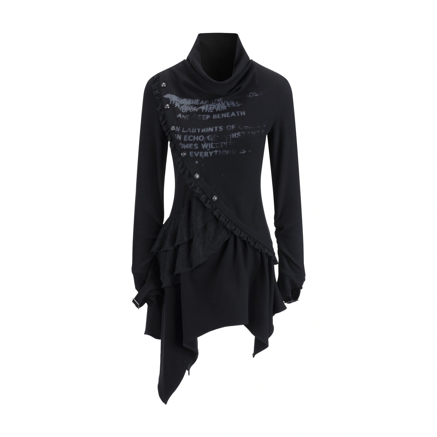 Chinese Clothing Cest Nous Update Deconstructed Collar Asymmetric Hem Lace Trimmed Dress MISSTT