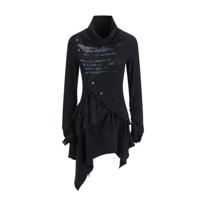 Chinese Clothing Cest Nous Update Deconstructed Collar Asymmetric Hem Lace Trimmed Dress MISSTT