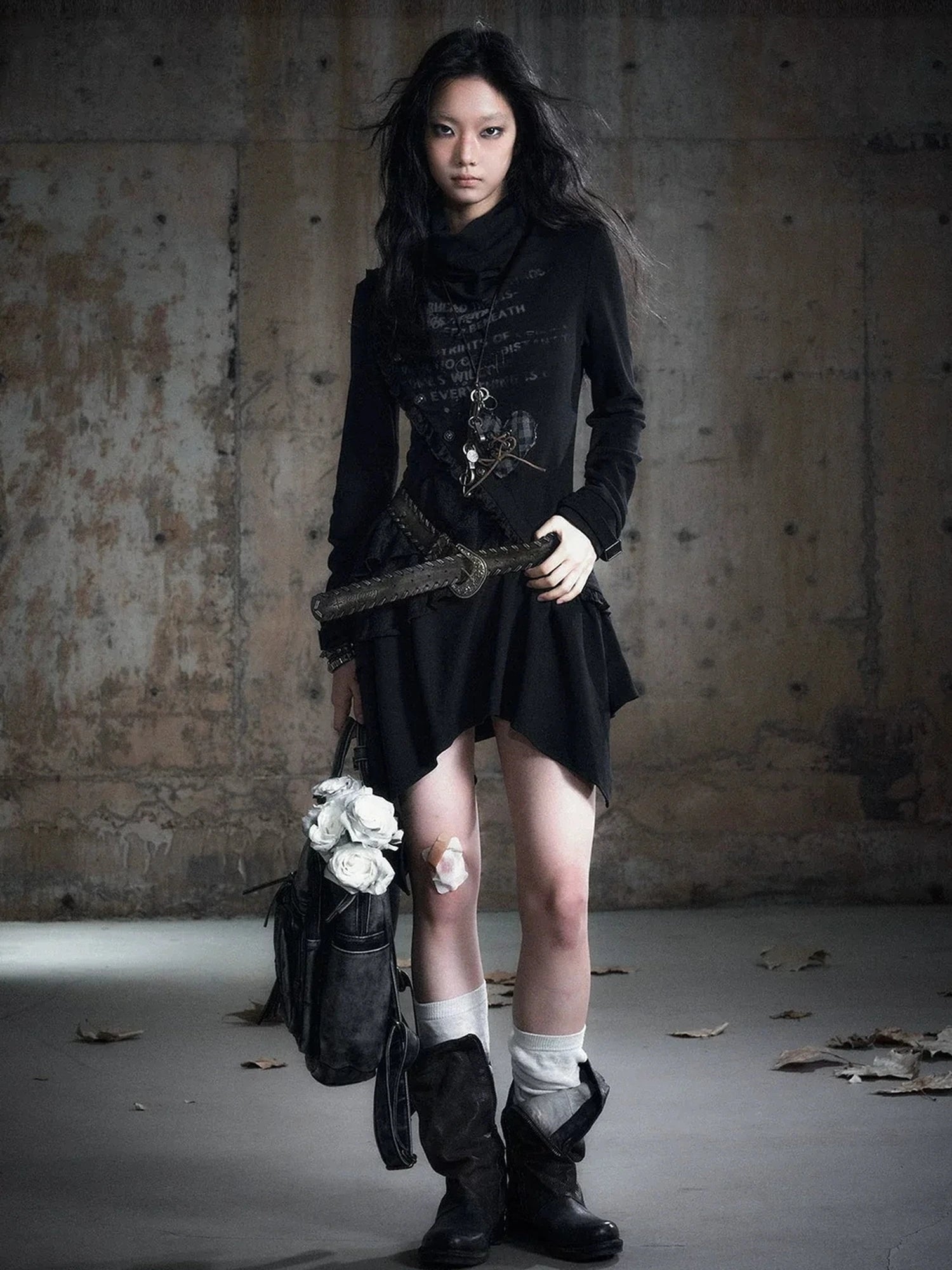 Chinese Clothing Cest Nous Update Deconstructed Collar Asymmetric Hem Lace Trimmed Dress