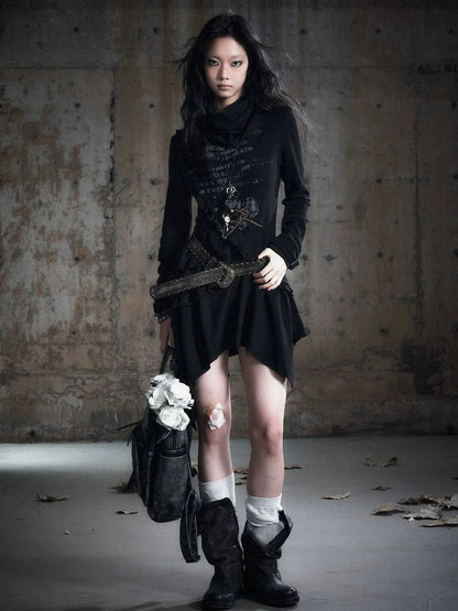 Chinese Clothing Cest Nous Update Deconstructed Collar Asymmetric Hem Lace Trimmed Dress