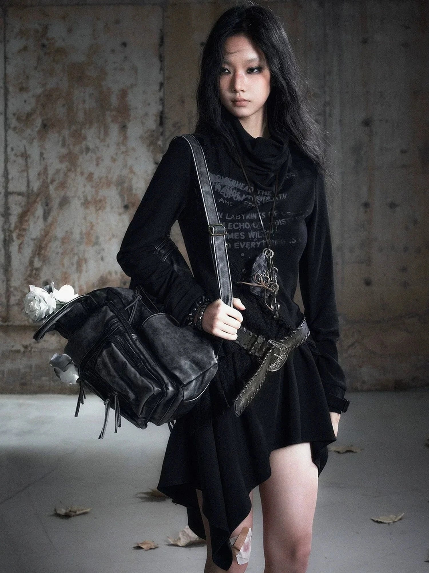 Chinese Clothing Cest Nous Update Deconstructed Collar Asymmetric Hem Lace Trimmed Dress