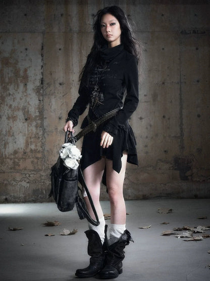 Chinese Clothing Cest Nous Update Deconstructed Collar Asymmetric Hem Lace Trimmed Dress