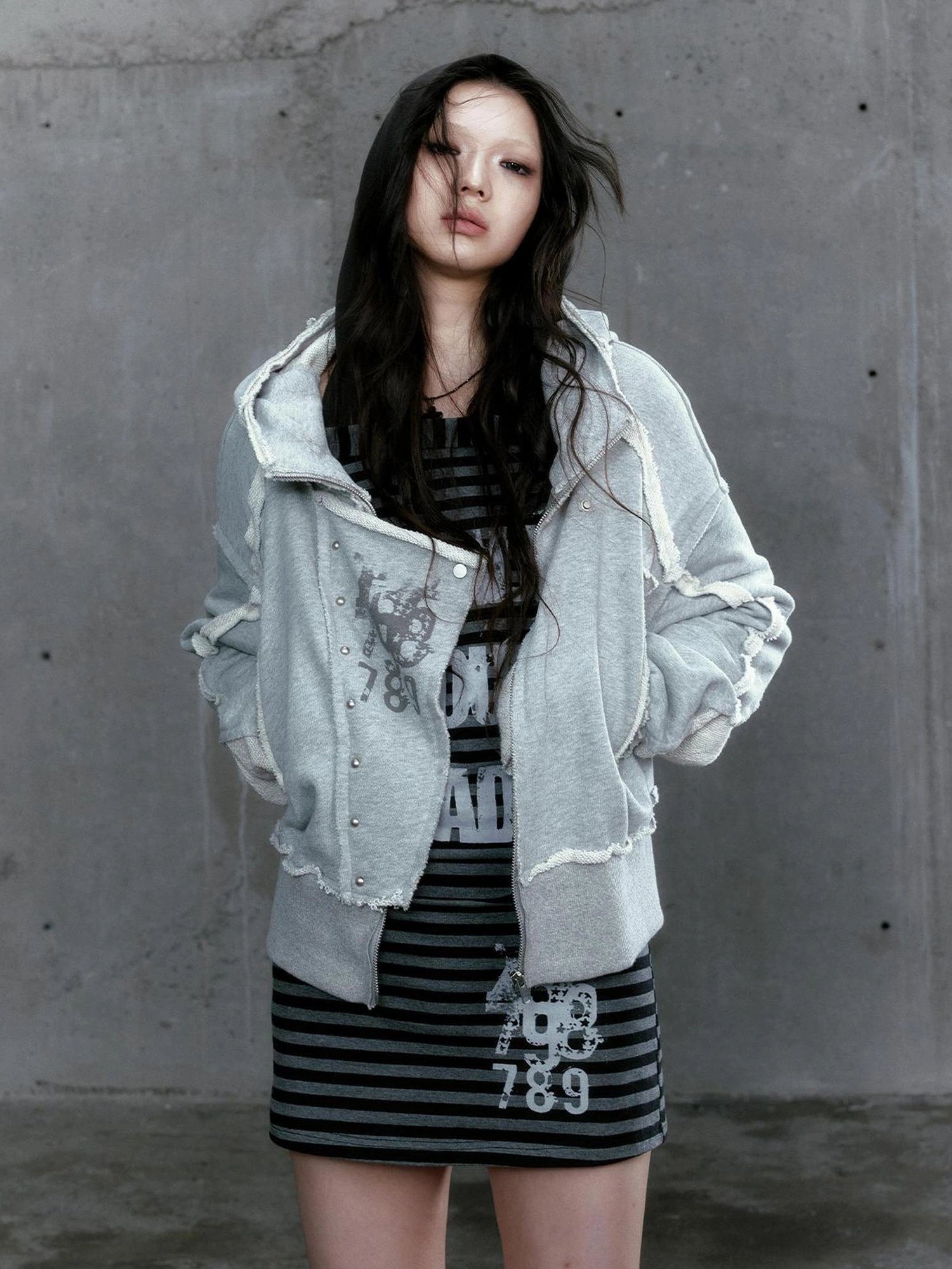 Chinese Clothing Cest Nous Update Deconstructed Digital Print Hoodie