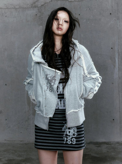 Chinese Clothing Cest Nous Update Deconstructed Digital Print Hoodie