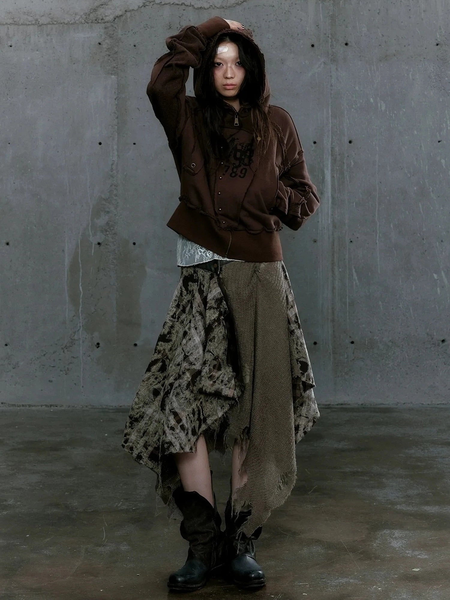 Chinese Clothing Cest Nous Update Deconstructed Digital Print Hoodie