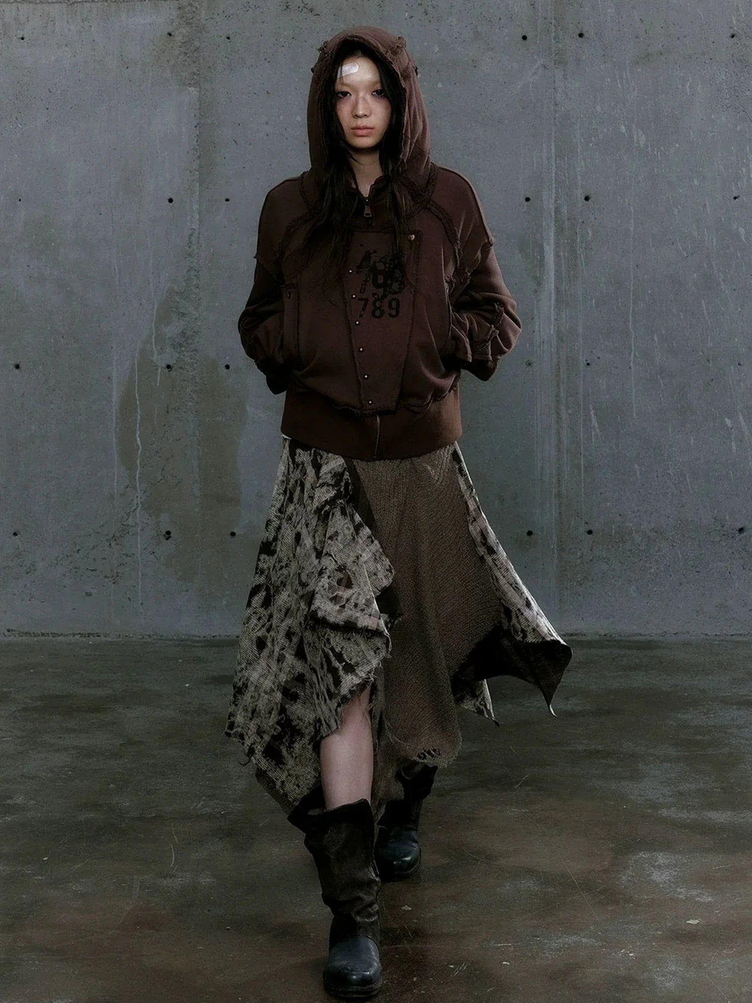 Chinese Clothing Cest Nous Update Deconstructed Digital Print Hoodie