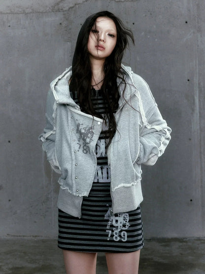 Chinese Clothing Cest Nous Update Deconstructed Digital Print Hoodie