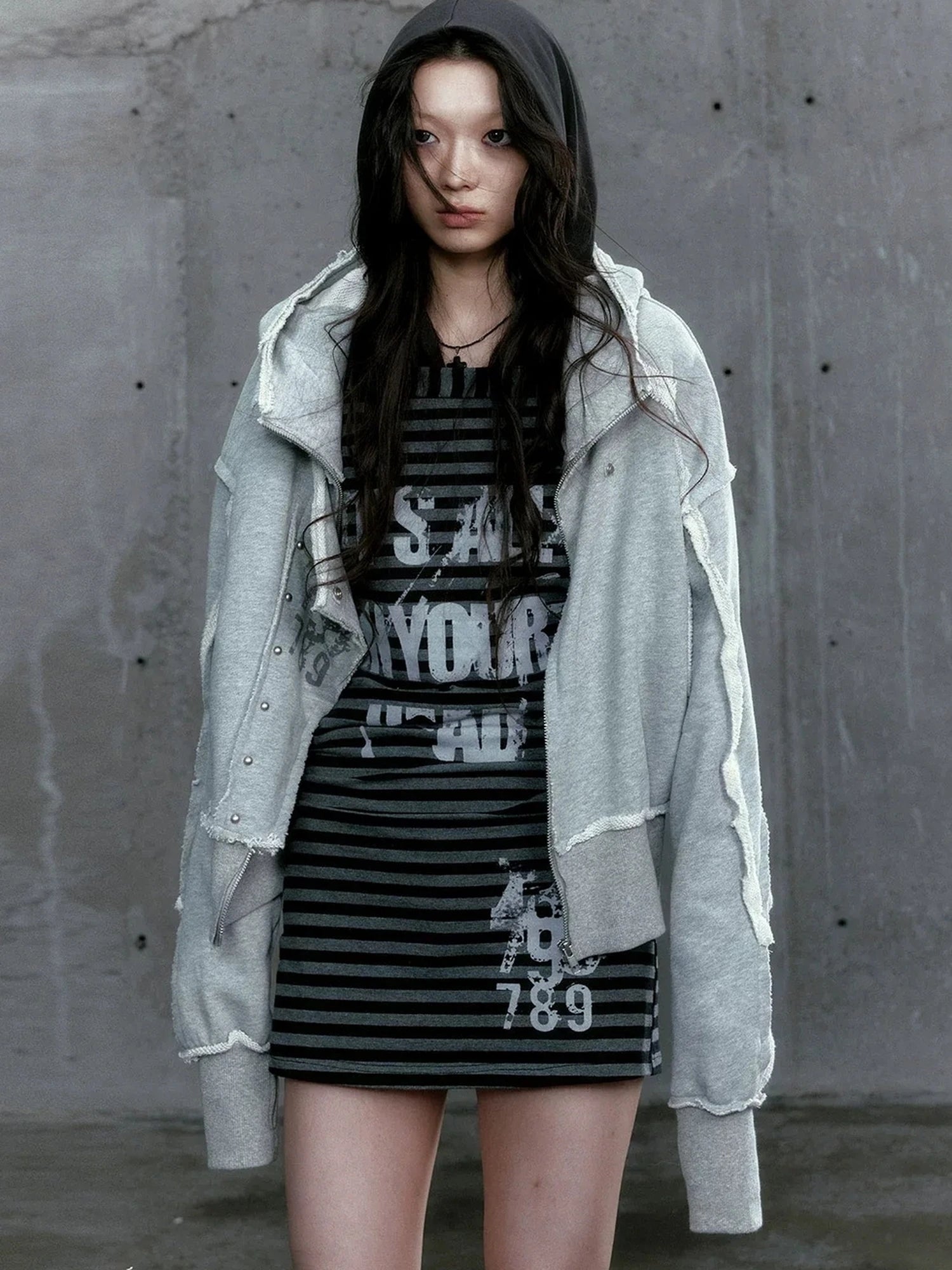 Chinese Clothing Cest Nous Update Deconstructed Digital Print Hoodie