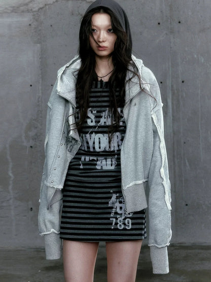 Chinese Clothing Cest Nous Update Deconstructed Digital Print Hoodie