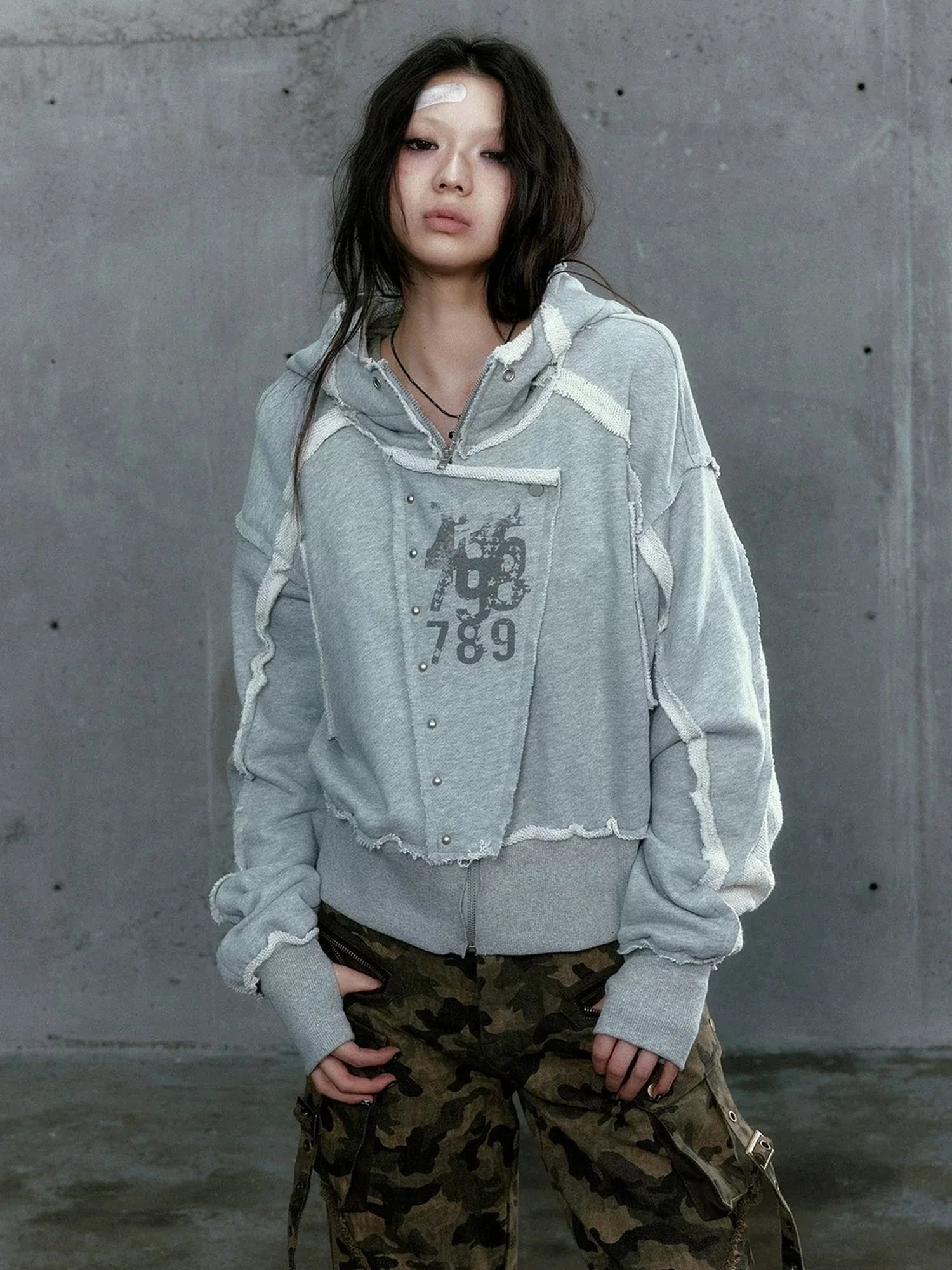 Chinese Clothing Cest Nous Update Deconstructed Digital Print Hoodie
