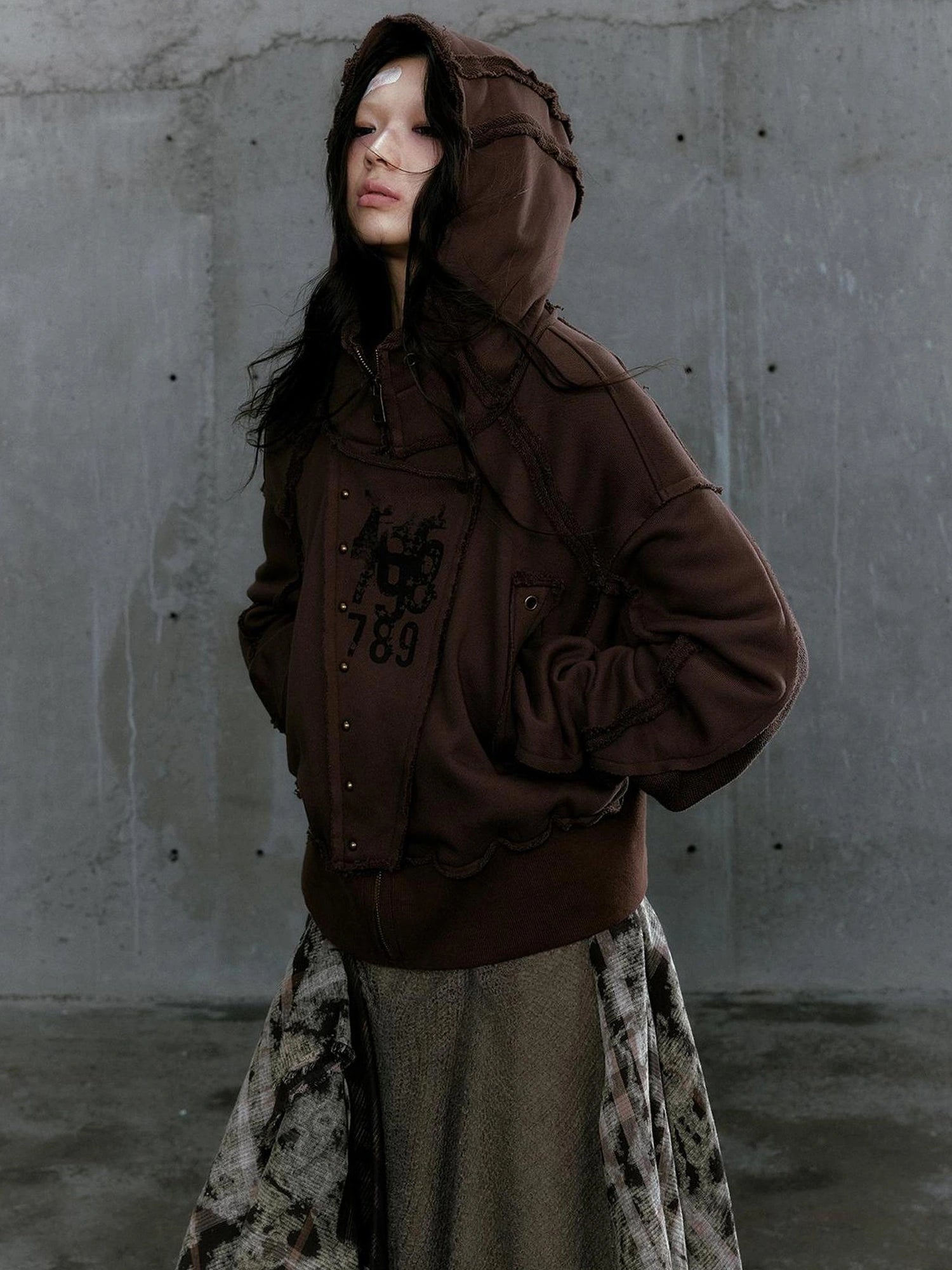 Chinese Clothing Cest Nous Update Deconstructed Digital Print Hoodie