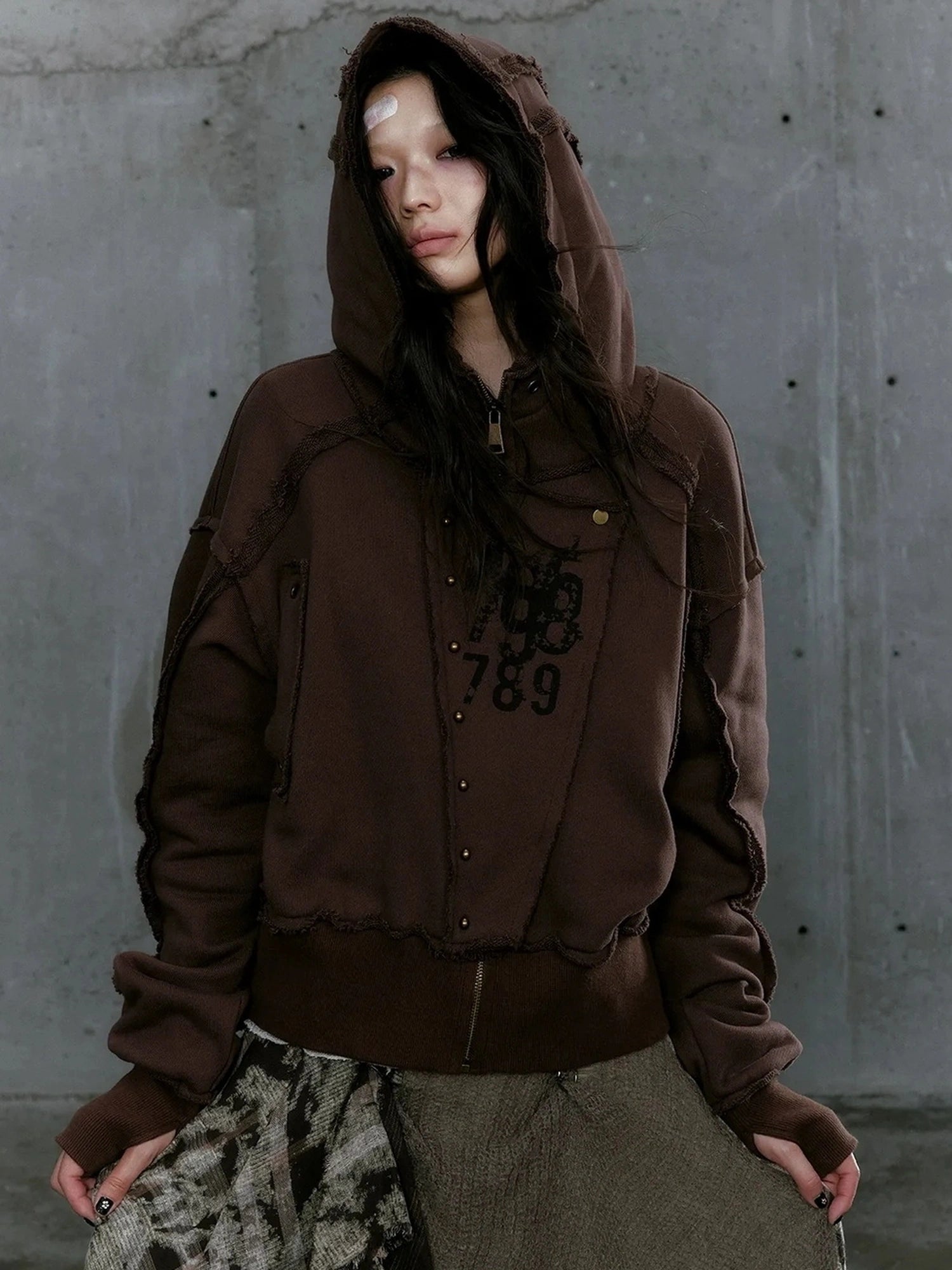 Chinese Clothing Cest Nous Update Deconstructed Digital Print Hoodie