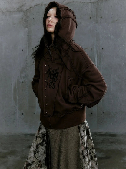 Chinese Clothing Cest Nous Update Deconstructed Digital Print Hoodie