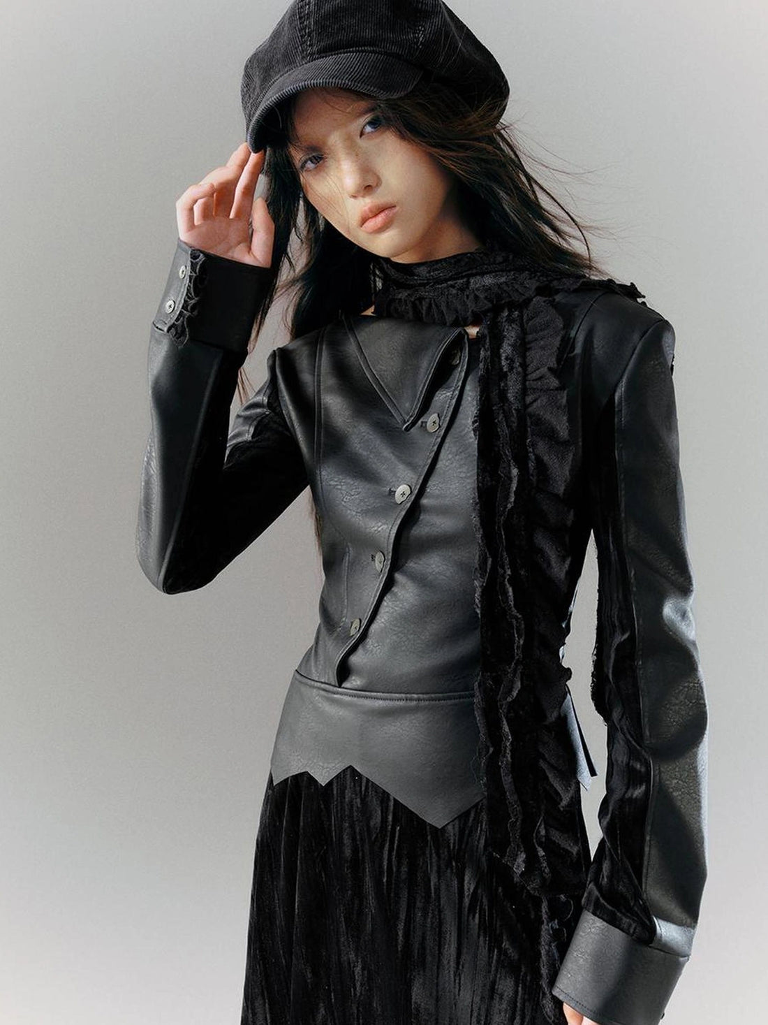 Chinese Clothing Cest Nous Update Deconstructed Velvet Leather Asymmetrical Dress