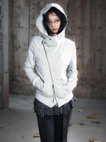 Chinese Clothing Cest Nous Update Deconstructed Washed Olive Asymmetrical Hooded Sweatshirt