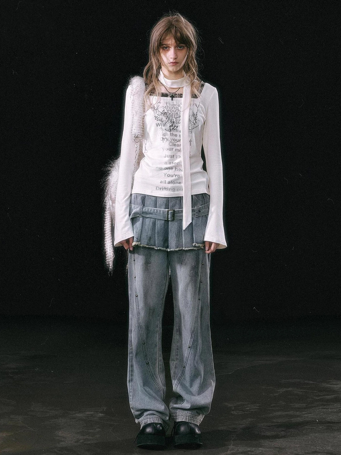 Chinese Clothing Cest Nous Update Distressed Denim Pinafore Culottes