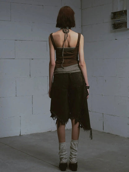 Chinese Clothing Cest Nous Update Distressed Mud Dyed Grunge Cropped Jeans