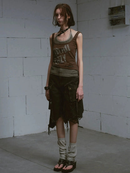 Chinese Clothing Cest Nous Update Distressed Mud Dyed Grunge Cropped Jeans