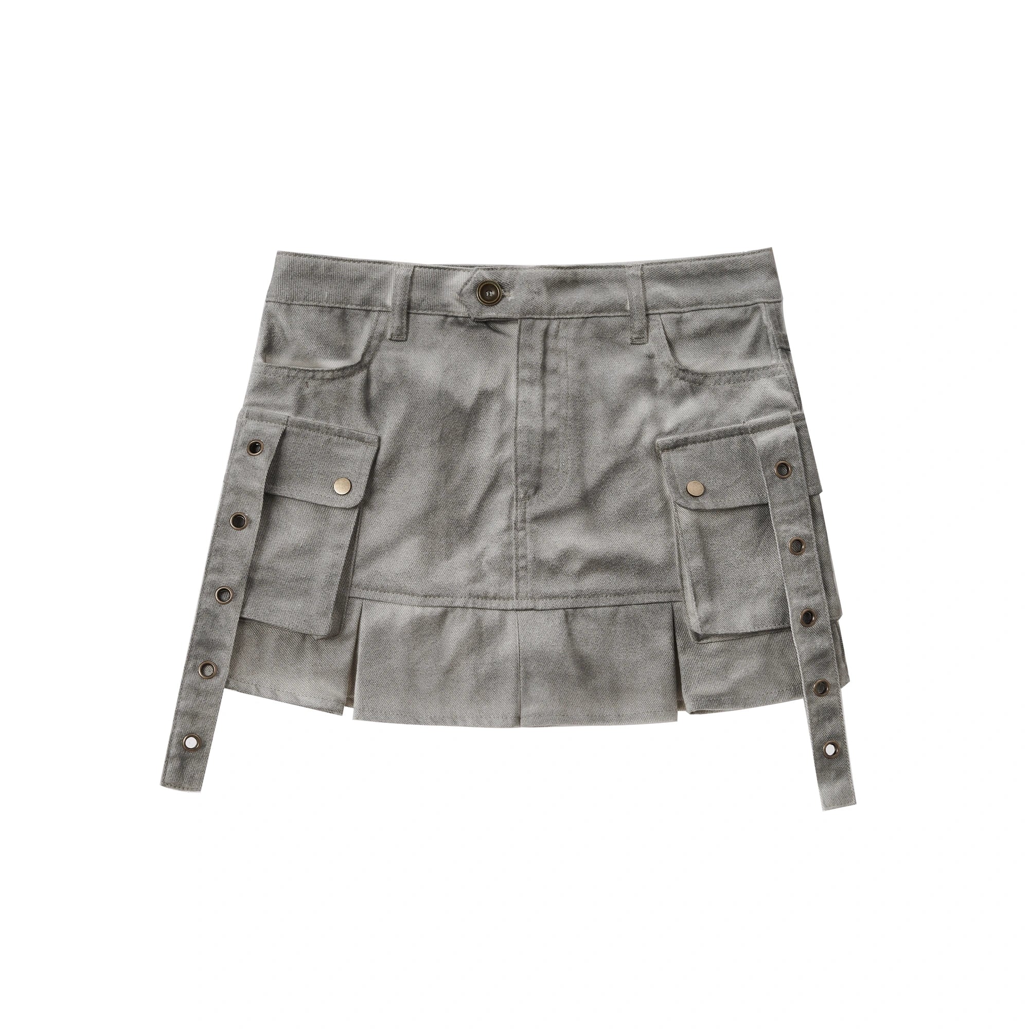 Chinese Clothing Cest Nous Update Distressed Washed Utility Pleated Skirt MISSTT