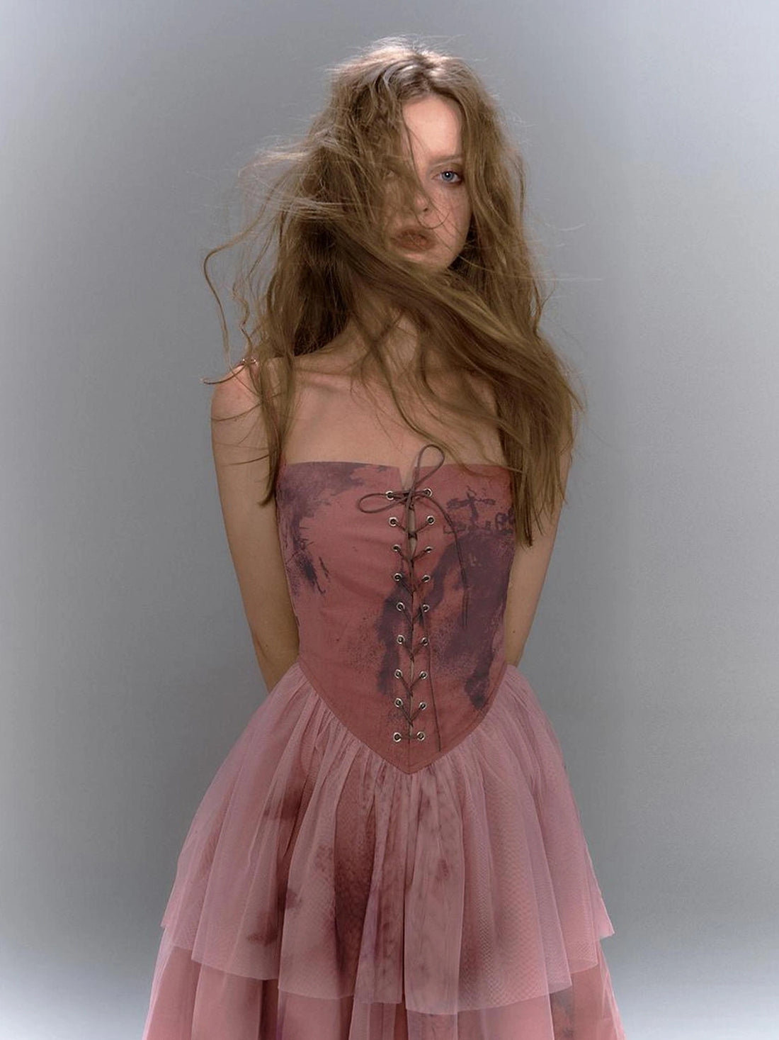Chinese Clothing Cest Nous Update Dreamy Ballet Graffiti V-neck T-shirt Long Sleeve Dress