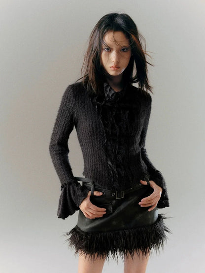Chinese Clothing Cest Nous Update Embroidered Velour Lace Bell Sleeve Top