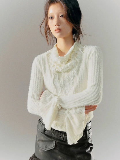Chinese Clothing Cest Nous Update Embroidered Velour Lace Bell Sleeve Top