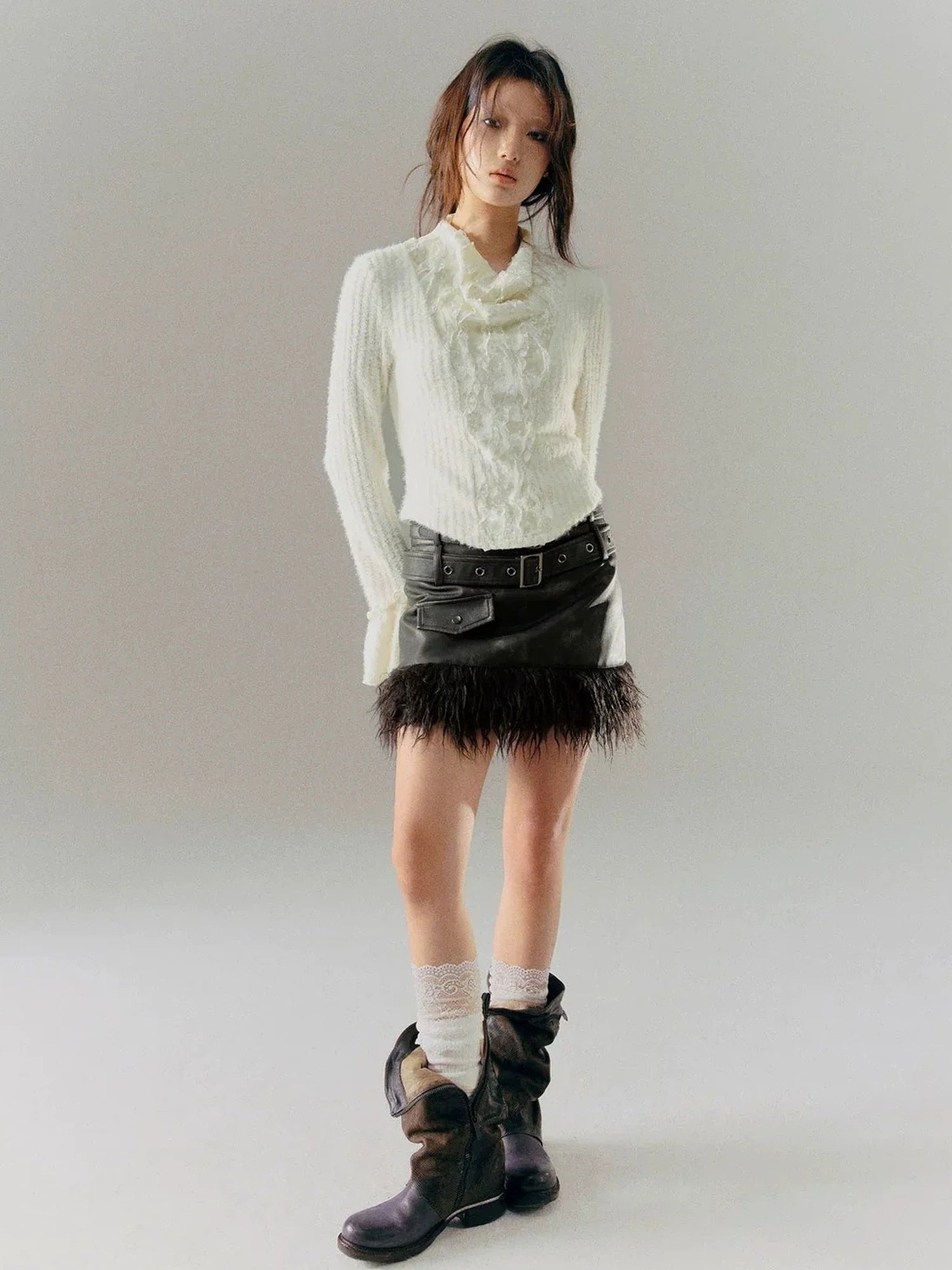 Chinese Clothing Cest Nous Update Embroidered Velour Lace Bell Sleeve Top
