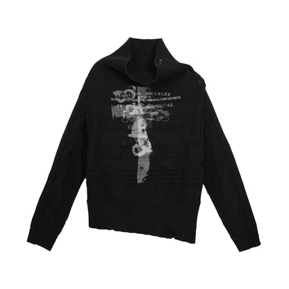 Chinese Clothing Cest Nous Update Escape In Misty Rain Distressed Cable Knit Sweater MISSTT