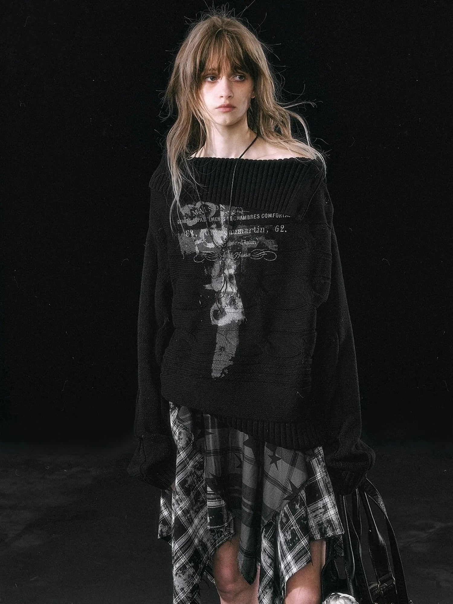 Chinese Clothing Cest Nous Update Escape In Misty Rain Distressed Cable Knit Sweater