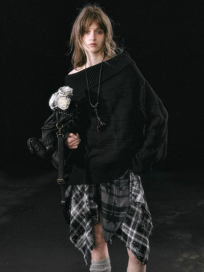 Chinese Clothing Cest Nous Update Escape In Misty Rain Distressed Cable Knit Sweater