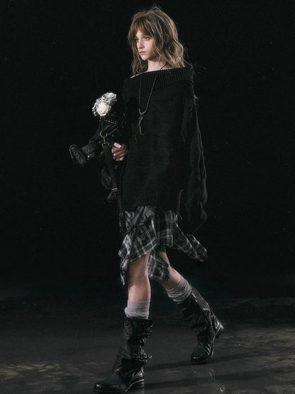 Chinese Clothing Cest Nous Update Escape In Misty Rain Distressed Cable Knit Sweater