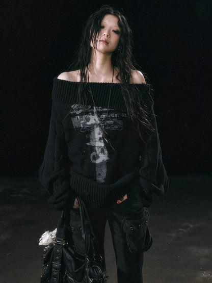 Chinese Clothing Cest Nous Update Escape In Misty Rain Distressed Cable Knit Sweater