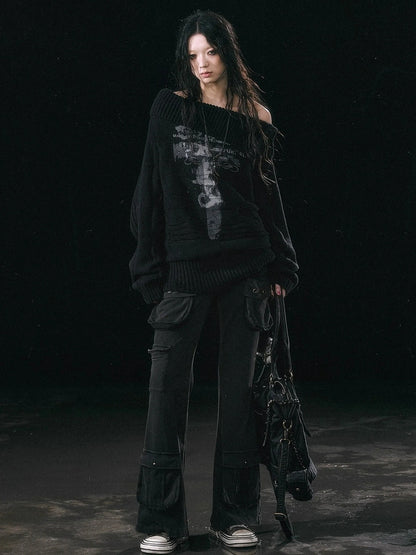 Chinese Clothing Cest Nous Update Escape In Misty Rain Distressed Cable Knit Sweater