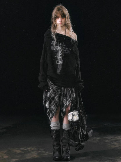 Chinese Clothing Cest Nous Update Escape In Misty Rain Distressed Cable Knit Sweater