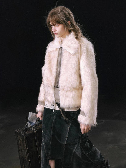 Chinese Clothing Cest Nous Update Fleece In Haze Dyed Fur Trim Coat