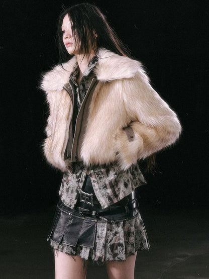 Chinese Clothing Cest Nous Update Fleece In Haze Dyed Fur Trim Coat