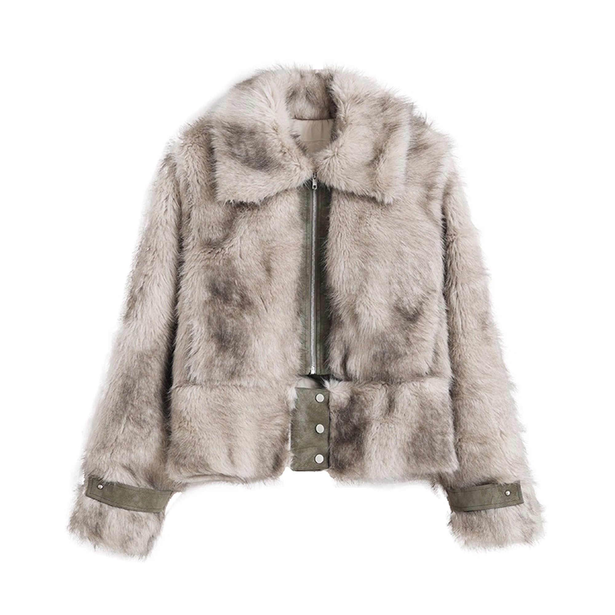 Chinese Clothing Cest Nous Update Fleece In Haze Dyed Fur Trim Coat MISSTT