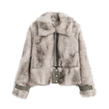 Chinese Clothing Cest Nous Update Fleece In Haze Dyed Fur Trim Coat MISSTT