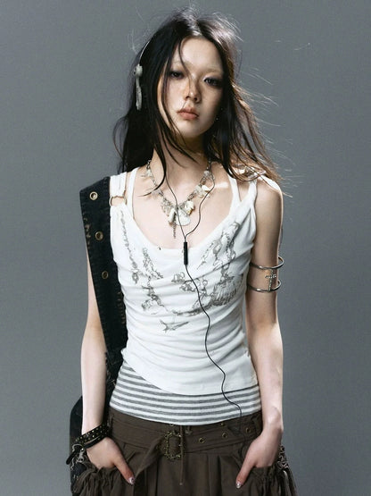 Chinese Clothing Cest Nous Update Layered Shell Crystal Pendant Necklace