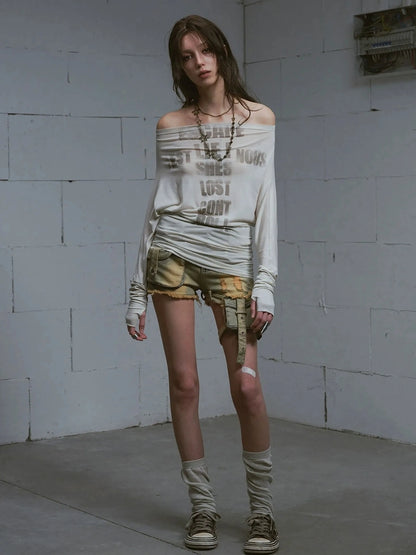 Chinese Clothing Cest Nous Update Lost Cross Print Batwing Sleeve Top
