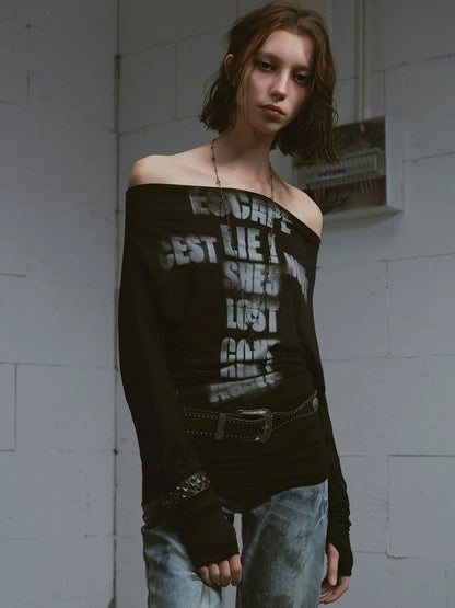 Chinese Clothing Cest Nous Update Lost Cross Print Batwing Sleeve Top
