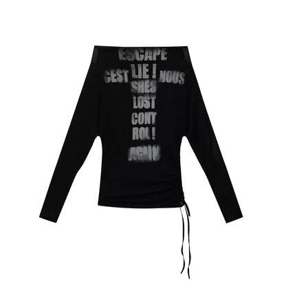 Chinese Clothing Cest Nous Update Lost Cross Print Batwing Sleeve Top MISSTT