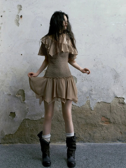 Chinese Clothing Cest Nous Update Off Shoulder Knitted Chiffon Wave Dress