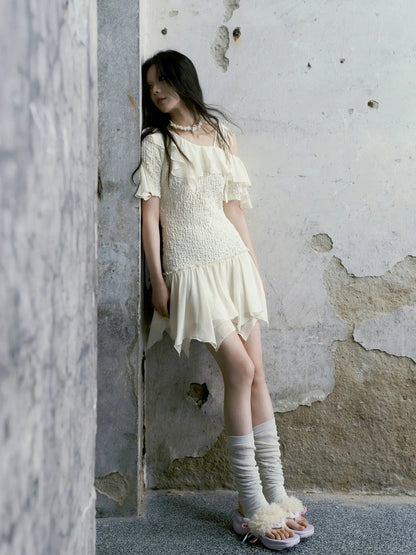 Chinese Clothing Cest Nous Update Off Shoulder Knitted Chiffon Wave Dress