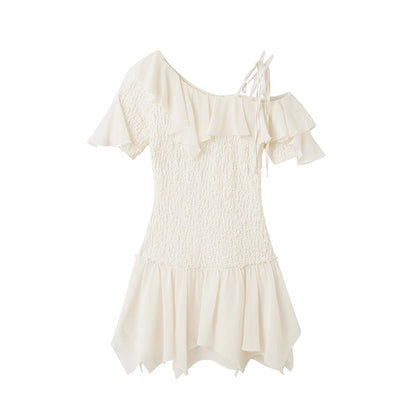 Chinese Clothing Cest Nous Update Off Shoulder Knitted Chiffon Wave Dress MISSTT