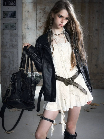 Chinese Clothing Cest Nous Update Oversize Textured Leather Jacket With Adjustable Hem